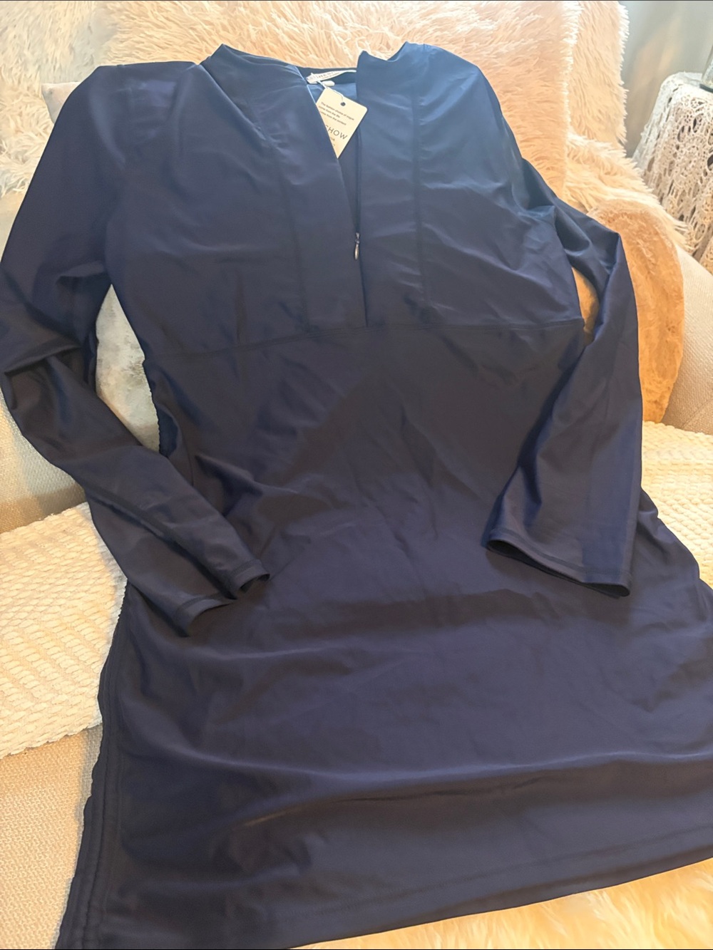 Navy Long-Sleeve Swim cover up